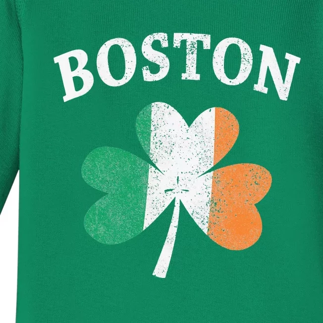 Boston Irish Flag Shamrock I St. Patrick's Day Gift Baby Long Sleeve Bodysuit