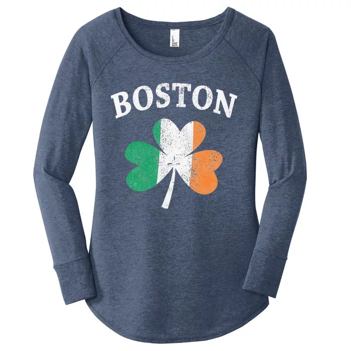 Boston Irish Flag Shamrock I St. Patrick's Day Gift Women's Perfect Tri Tunic Long Sleeve Shirt