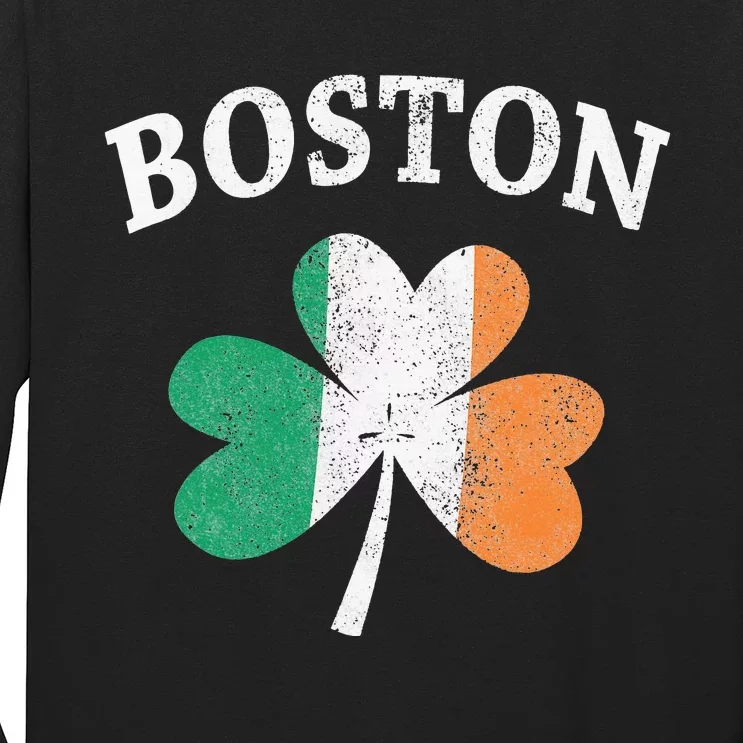 Boston Irish Flag Shamrock St. Patrick's Day Long Sleeve Shirt