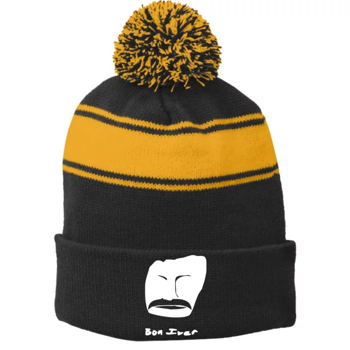 Bon Iver Face Stripe Pom Pom Beanie