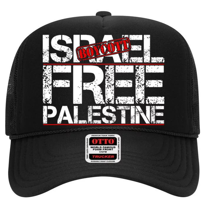 Boycott Israel Free Palestine High Crown Mesh Trucker Hat