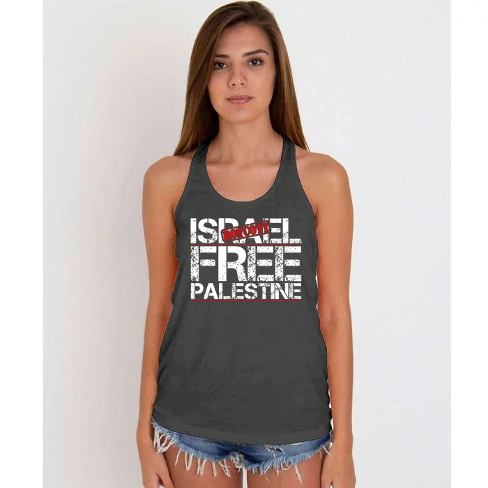 Boycott Israel Free Palestine Women's Knotted Racerback Tank