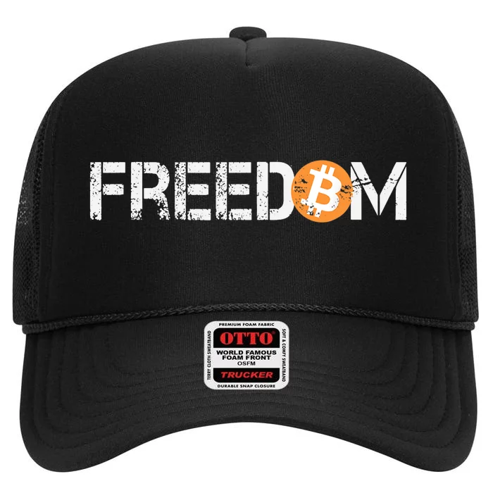 Bitcoin Is Freedom Hodl Crypto Currency Trading Trader Gift High Crown Mesh Trucker Hat