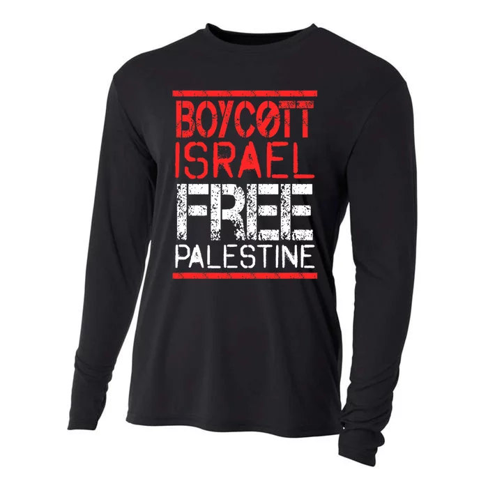 Boycott Israel Free Palestine | Gaza War Awareness Quote Cooling Performance Long Sleeve Crew