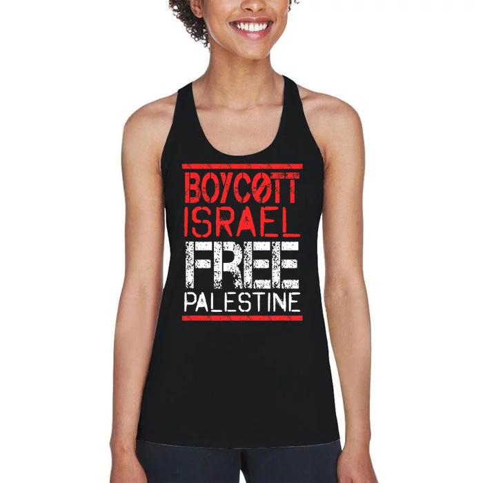 Boycott Israel Free Palestine | Gaza War Awareness Quote Women's Racerback Tank