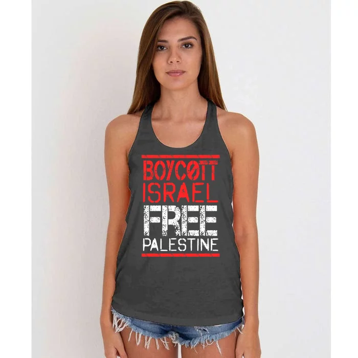 Boycott Israel Free Palestine | Gaza War Awareness Quote Women's Knotted Racerback Tank