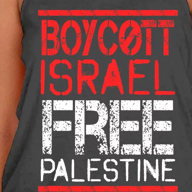 Boycott Israel Free Palestine | Gaza War Awareness Quote Women's Knotted Racerback Tank