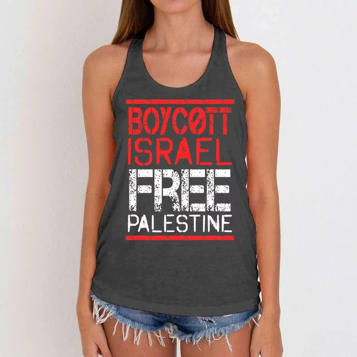 Boycott Israel Free Palestine | Gaza War Awareness Quote Women's Knotted Racerback Tank