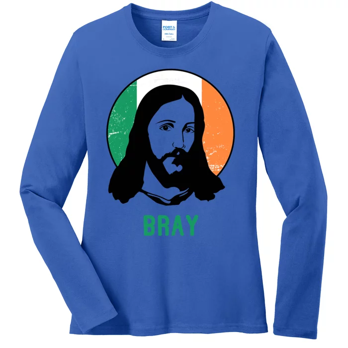 Bray Ireland Flag Jesus St Patricks Day Gift Ladies Long Sleeve Shirt