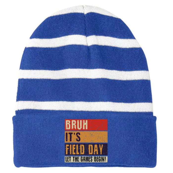 Bruh It’S Field Day Let The Games Begin Striped Beanie with Solid Band