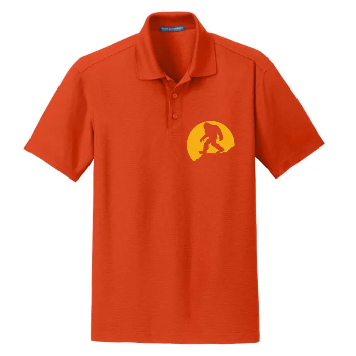 Bigfoot In Full Moon Funny Halloween Bigfoot Dry Zone Grid Performance Polo