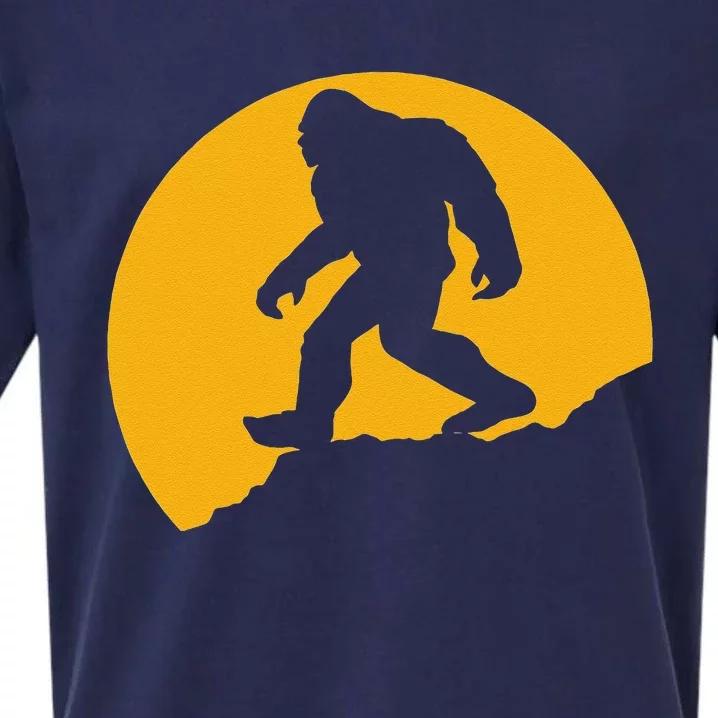 Bigfoot In Full Moon Funny Halloween Bigfoot Sueded Cloud Jersey T-Shirt