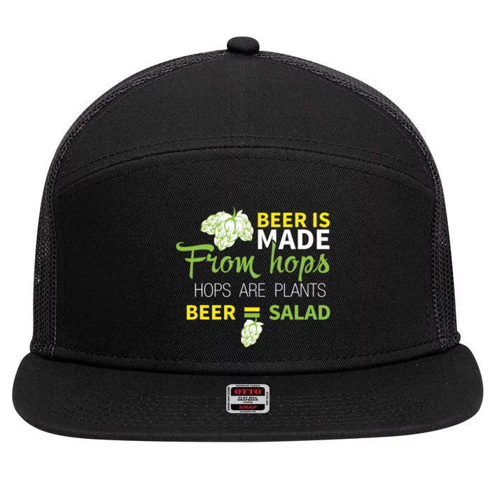 Beer Is From Hops Beer Equals Salad Alcoholic Party 7 Panel Mesh Trucker Snapback Hat