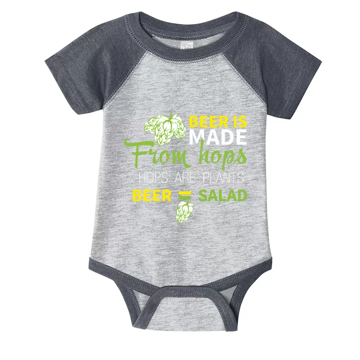 Beer Is From Hops Beer Equals Salad Alcoholic Party Infant Baby Jersey Bodysuit