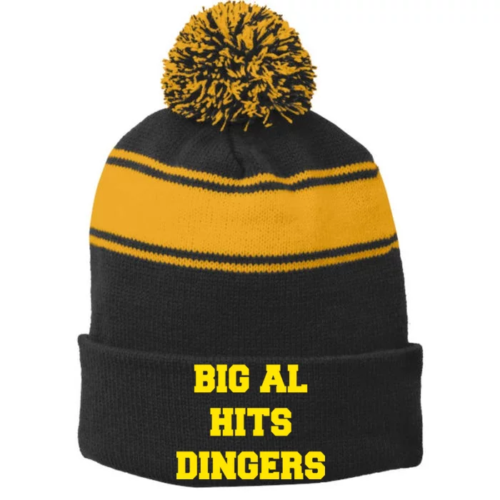 Big Al Hits Dingers Baseball Stripe Pom Pom Beanie