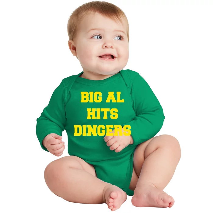 Big Al Hits Dingers Baseball Baby Long Sleeve Bodysuit