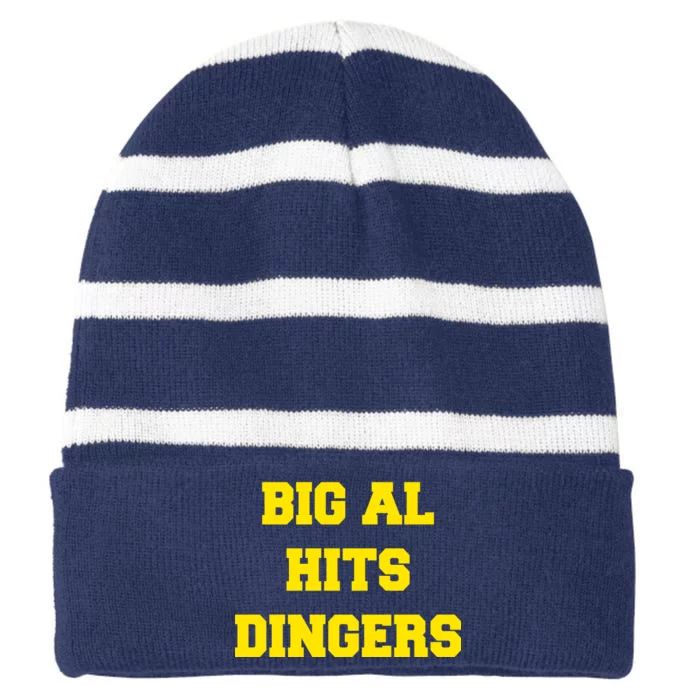 Big Al Hits Dingers Baseball Striped Beanie with Solid Band