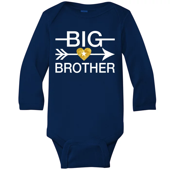 Big Brother Gold Heart Arrow Baby Long Sleeve Bodysuit