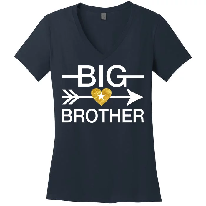 Big Brother Gold Heart Arrow Women's V-Neck T-Shirt