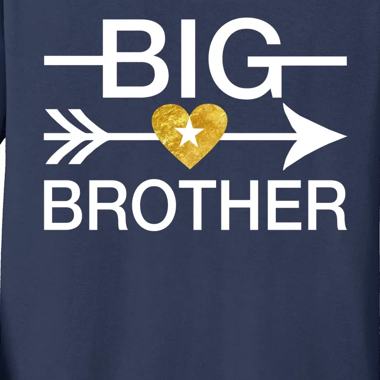 Big Brother Gold Heart Arrow Kids Long Sleeve Shirt