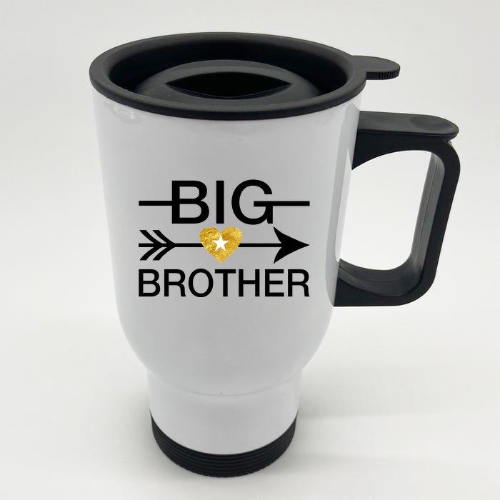 Big Brother Gold Heart Arrow Front & Back Stainless Steel Travel Mug