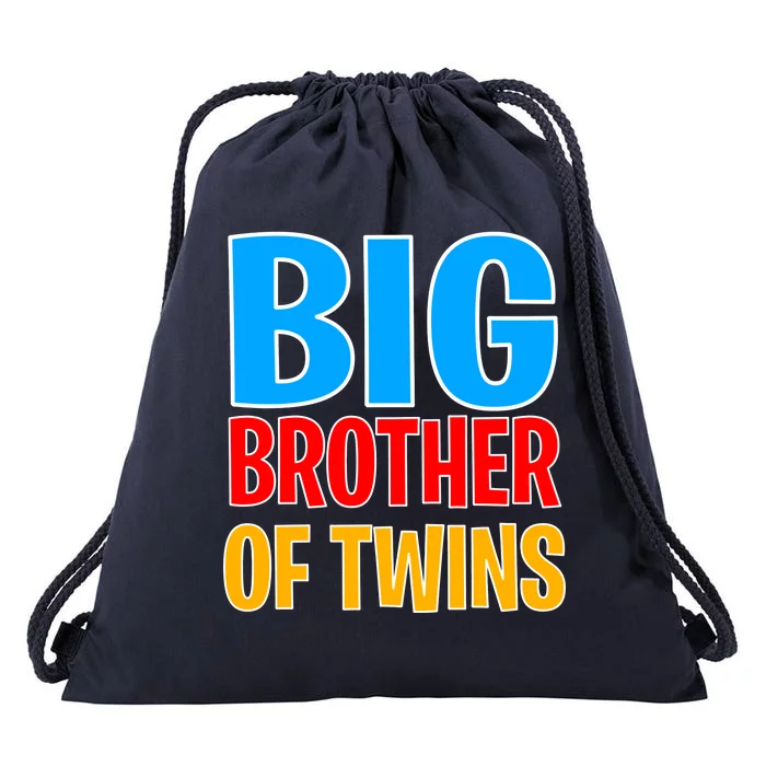 Big Brother of Twins Colorful Text Drawstring Bag