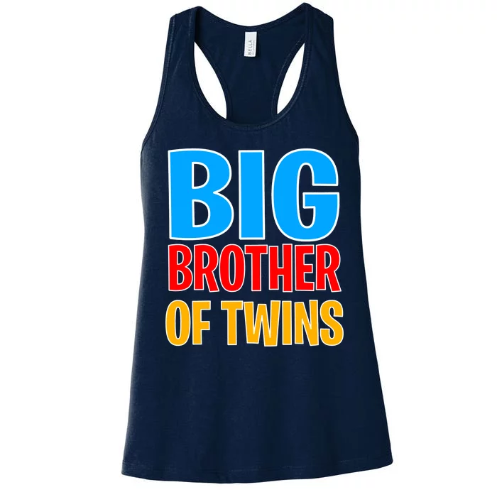 Big Brother of Twins Colorful Text Women's Racerback Tank