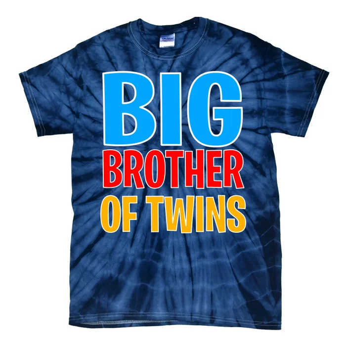 Big Brother of Twins Colorful Text Tie-Dye T-Shirt