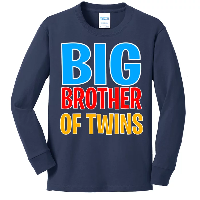 Big Brother of Twins Colorful Text Kids Long Sleeve Shirt