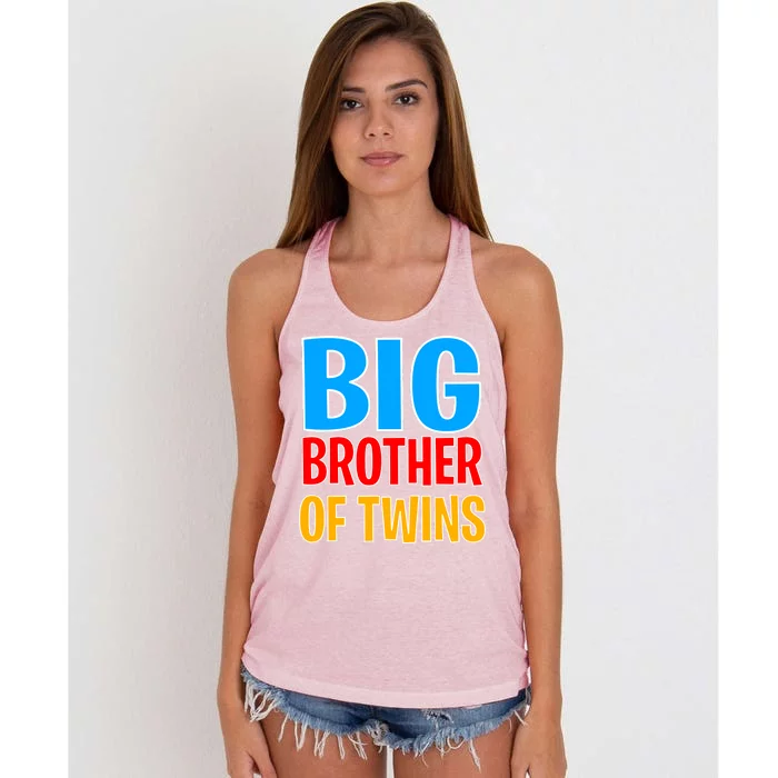 Big Brother of Twins Colorful Text Women's Knotted Racerback Tank