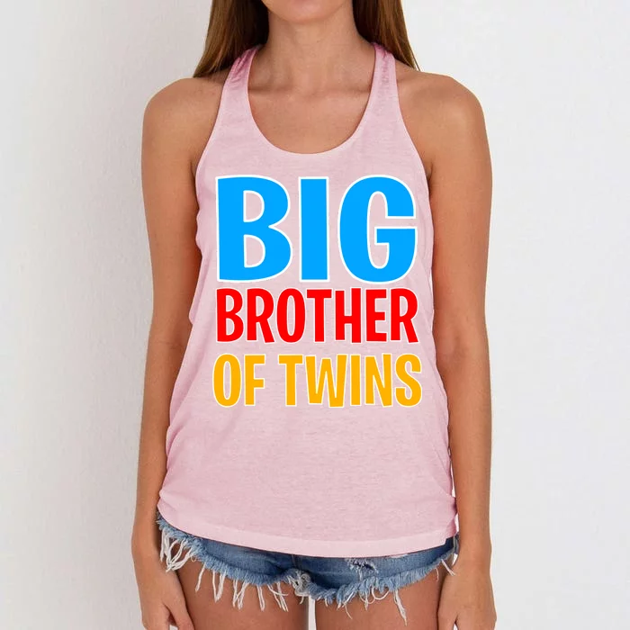 Big Brother of Twins Colorful Text Women's Knotted Racerback Tank