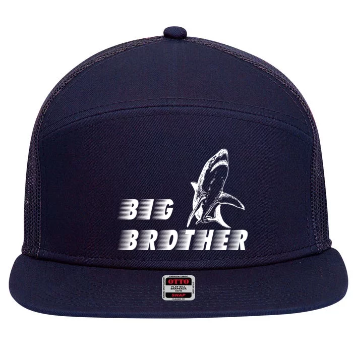 Big Brother Shark Funny Bro 7 Panel Mesh Trucker Snapback Hat