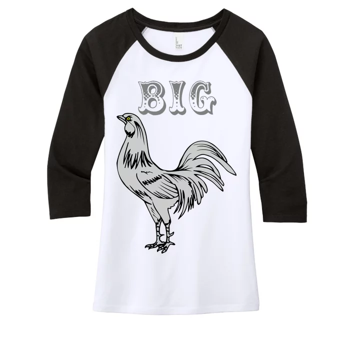 Big Cock Rooster Women's Tri-Blend 3/4-Sleeve Raglan Shirt