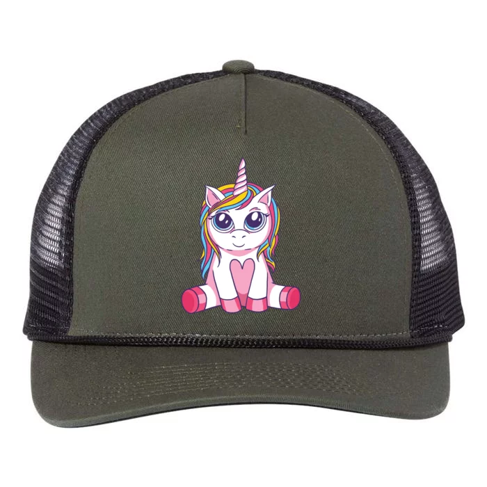 Big Eyed Unicorn Retro Rope Trucker Hat Cap