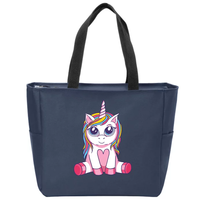 Big Eyed Unicorn Zip Tote Bag