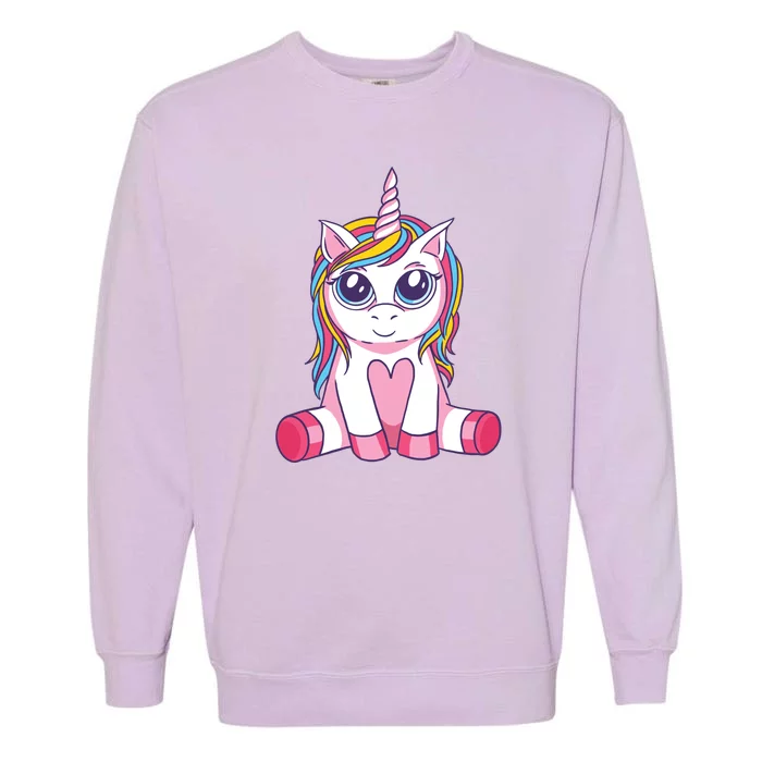 Big Eyed Unicorn Garment-Dyed Sweatshirt