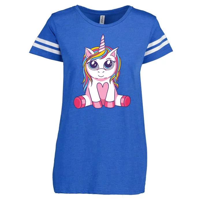 Big Eyed Unicorn Enza Ladies Jersey Football T-Shirt