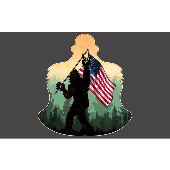 Big Foot American Flag Bumper Sticker