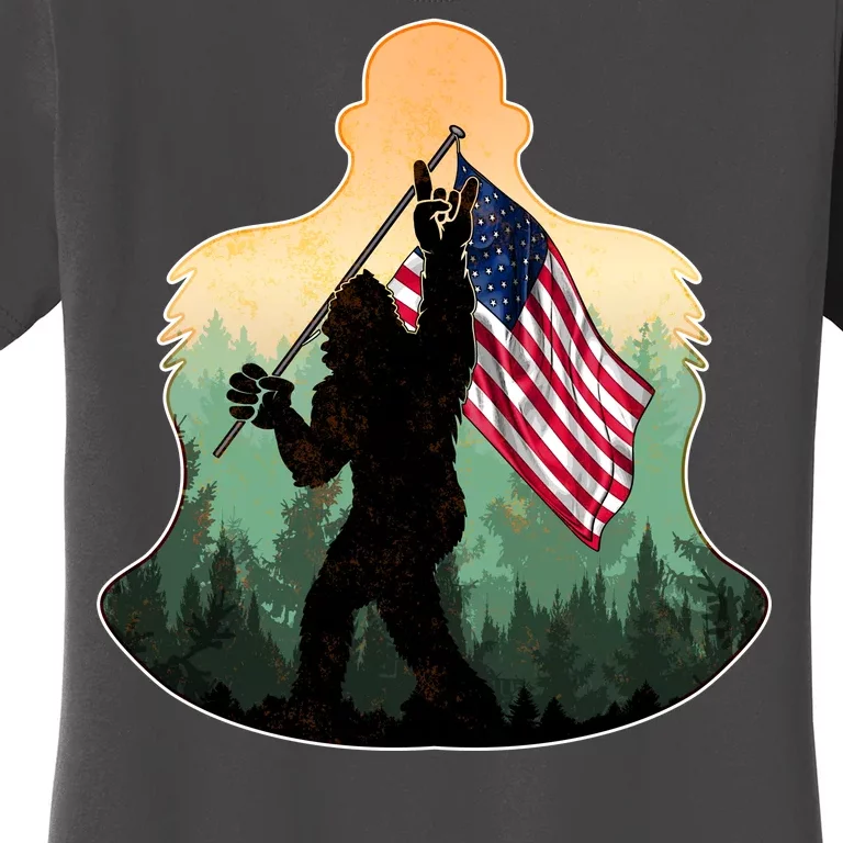 Big Foot American Flag Women's T-Shirt