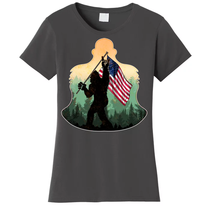 Big Foot American Flag Women's T-Shirt