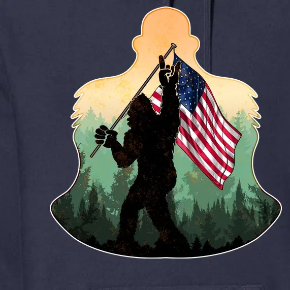 Big Foot American Flag Premium Hoodie