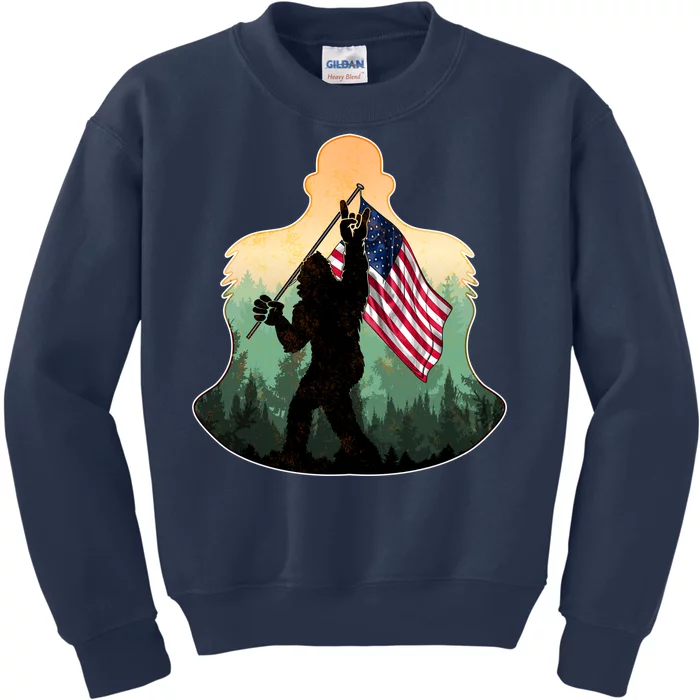 Big Foot American Flag Kids Sweatshirt