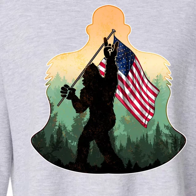 Big Foot American Flag Cropped Pullover Crew