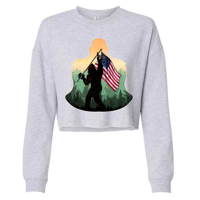 Big Foot American Flag Cropped Pullover Crew