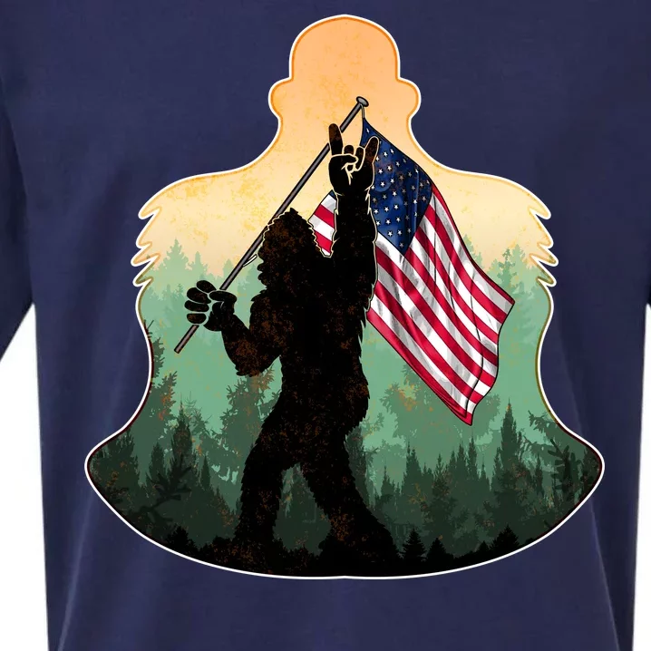 Big Foot American Flag Sueded Cloud Jersey T-Shirt