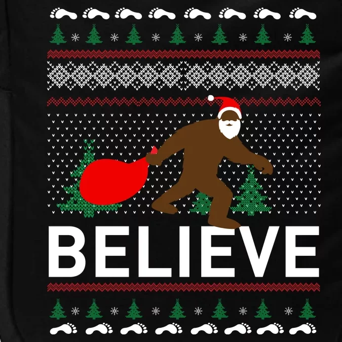 Big Foot Believe Ugly Christmas Sweater Impact Tech Backpack