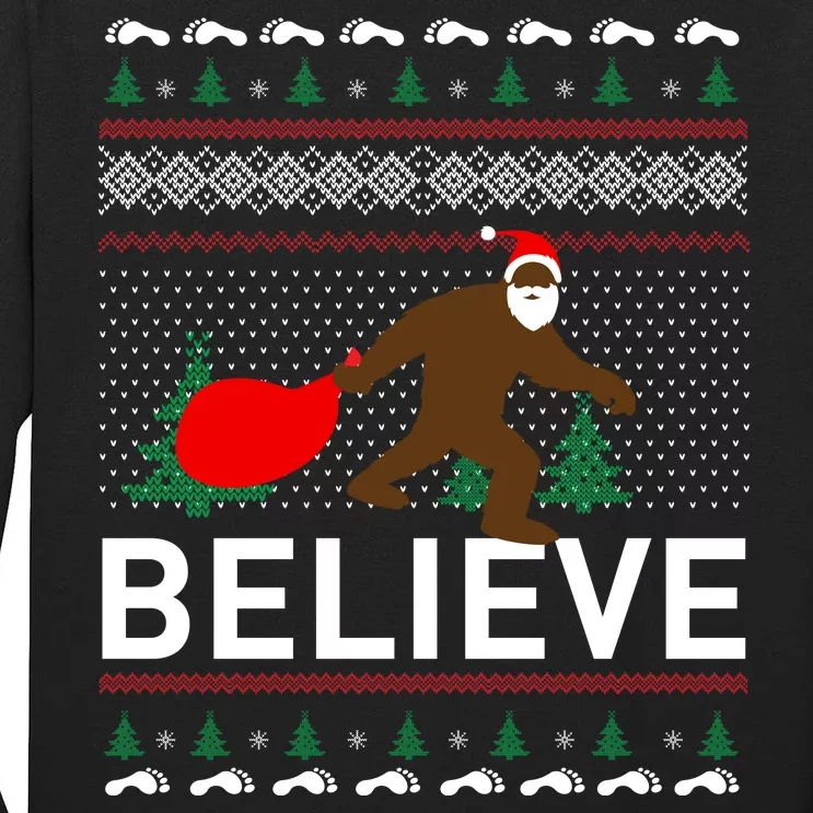 Big Foot Believe Ugly Christmas Sweater Tall Long Sleeve T-Shirt