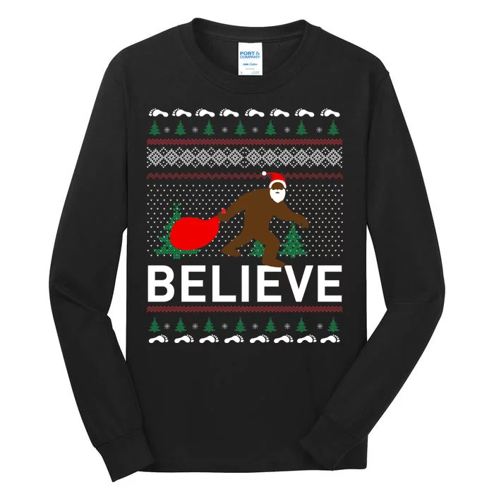 Big Foot Believe Ugly Christmas Sweater Tall Long Sleeve T-Shirt