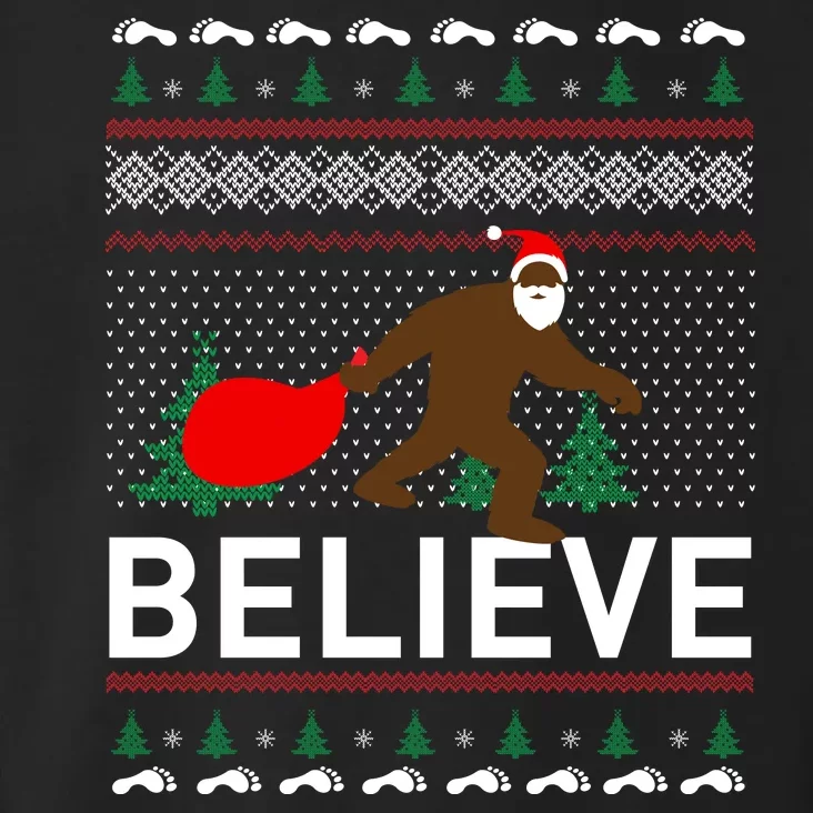 Big Foot Believe Ugly Christmas Sweater Toddler Hoodie