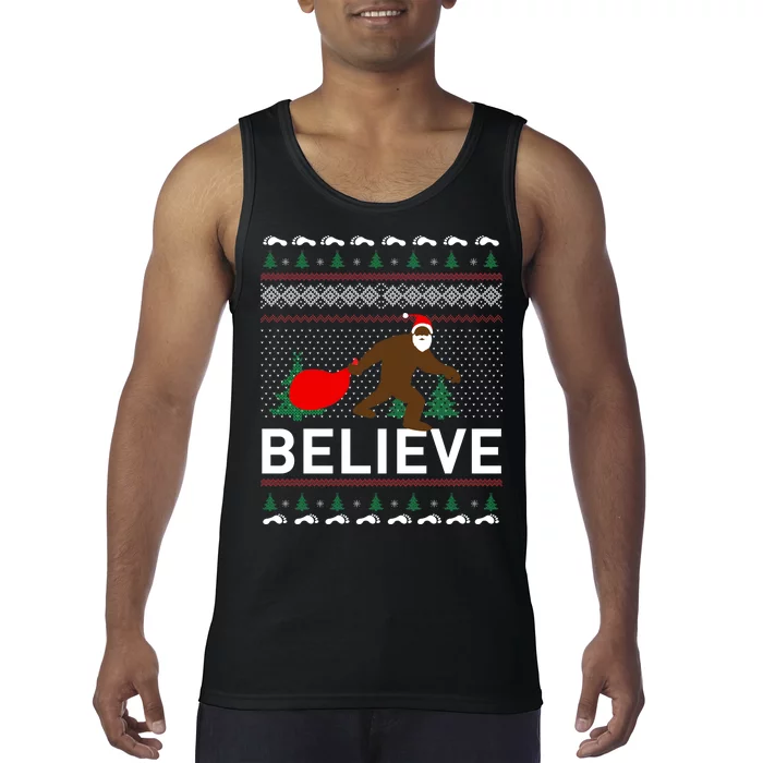 Big Foot Believe Ugly Christmas Sweater Tank Top